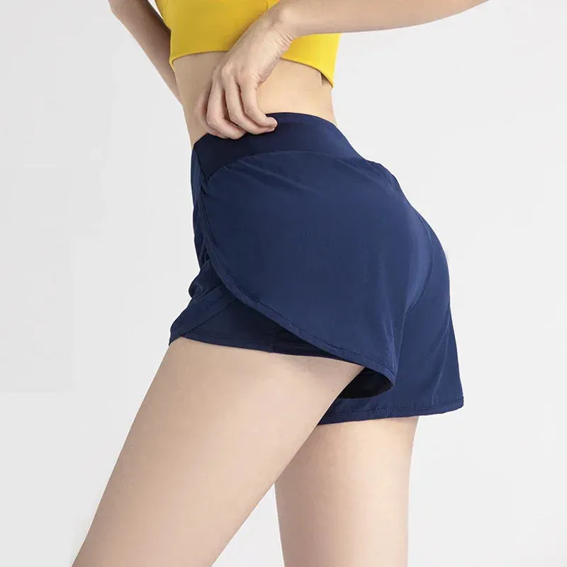 2-in-1 High Waist Yoga Shorts with Pocket