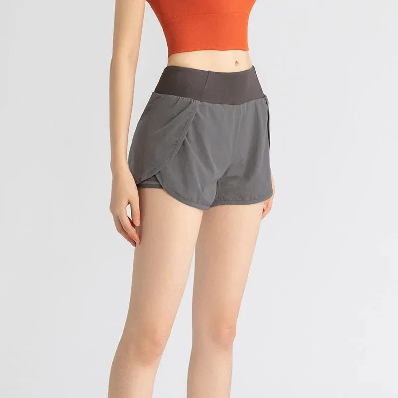 2-in-1 High Waist Yoga Shorts with Pocket