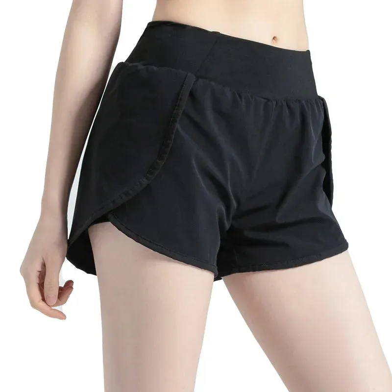 2-in-1 High Waist Yoga Shorts with Pocket