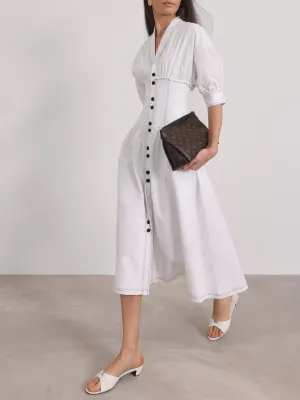 Astrid Contrast Trim Day Dress | White & Black