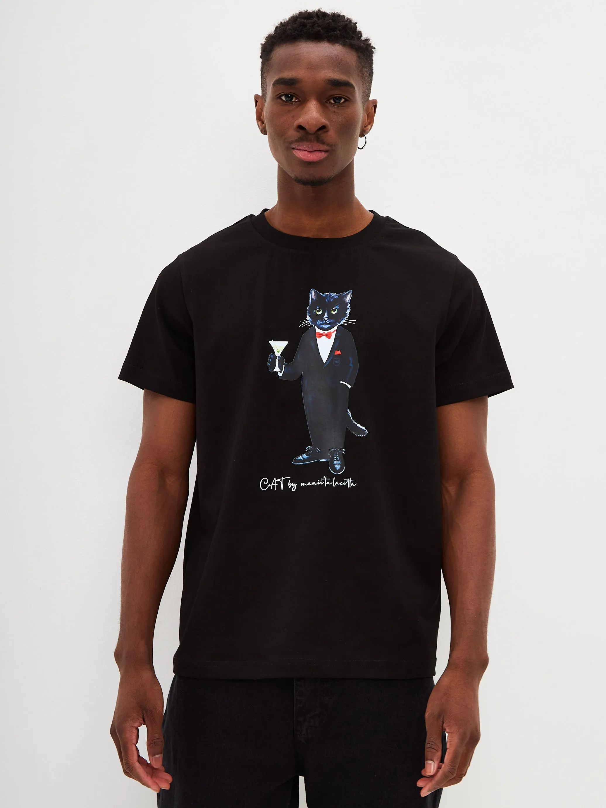 Black Printed T-shirt DANDY CAT