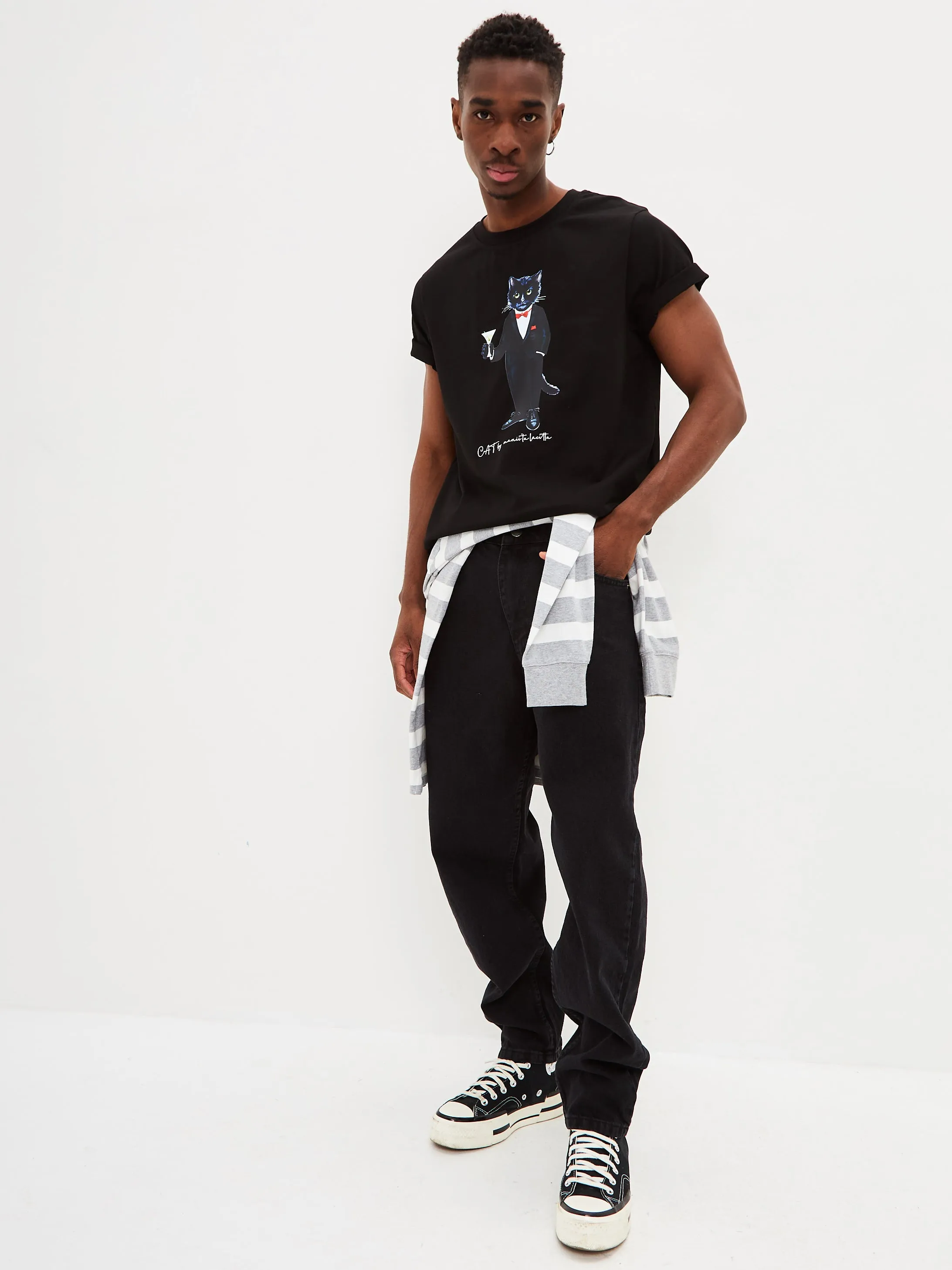 Black Printed T-shirt DANDY CAT