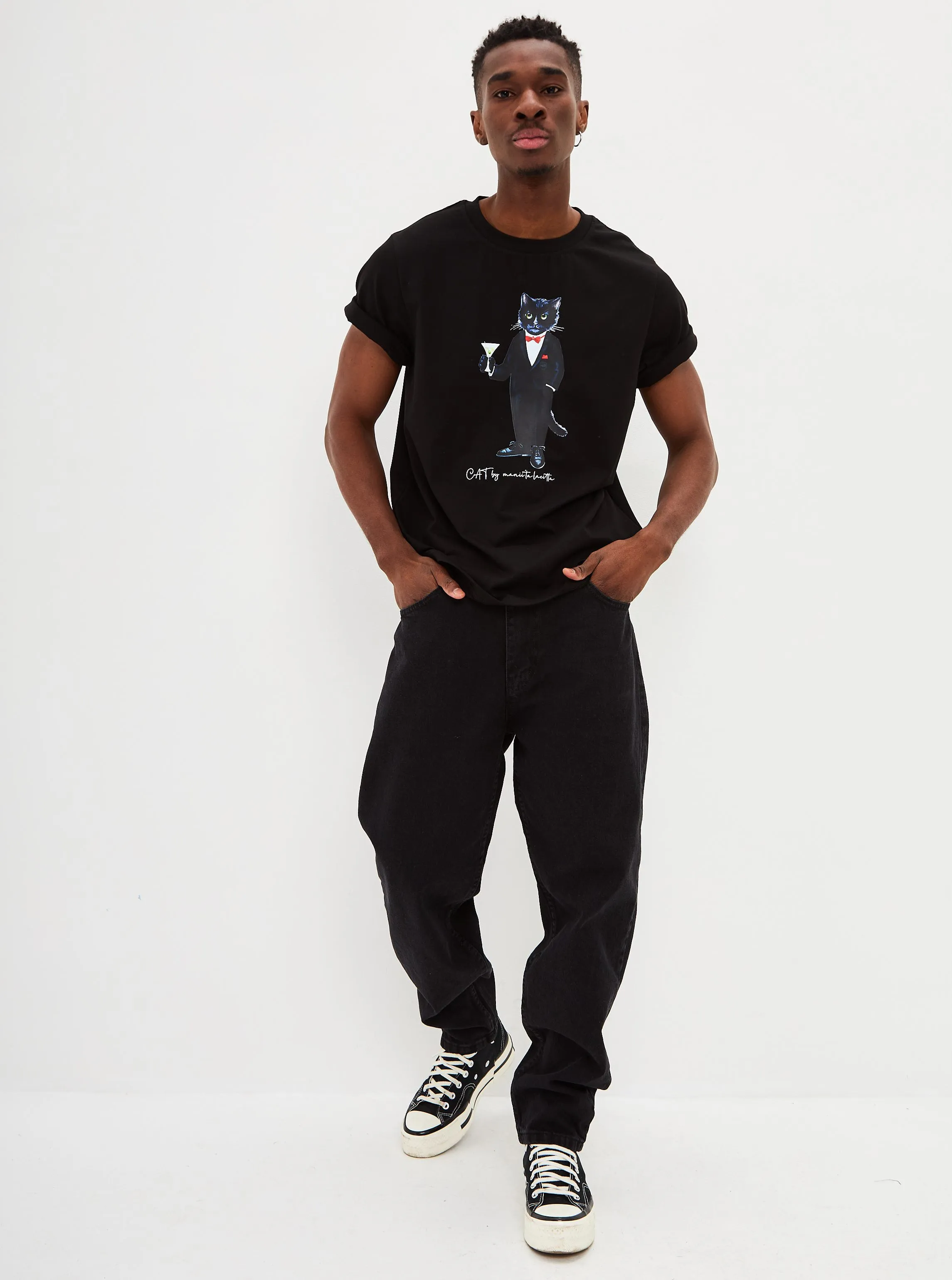 Black Printed T-shirt DANDY CAT