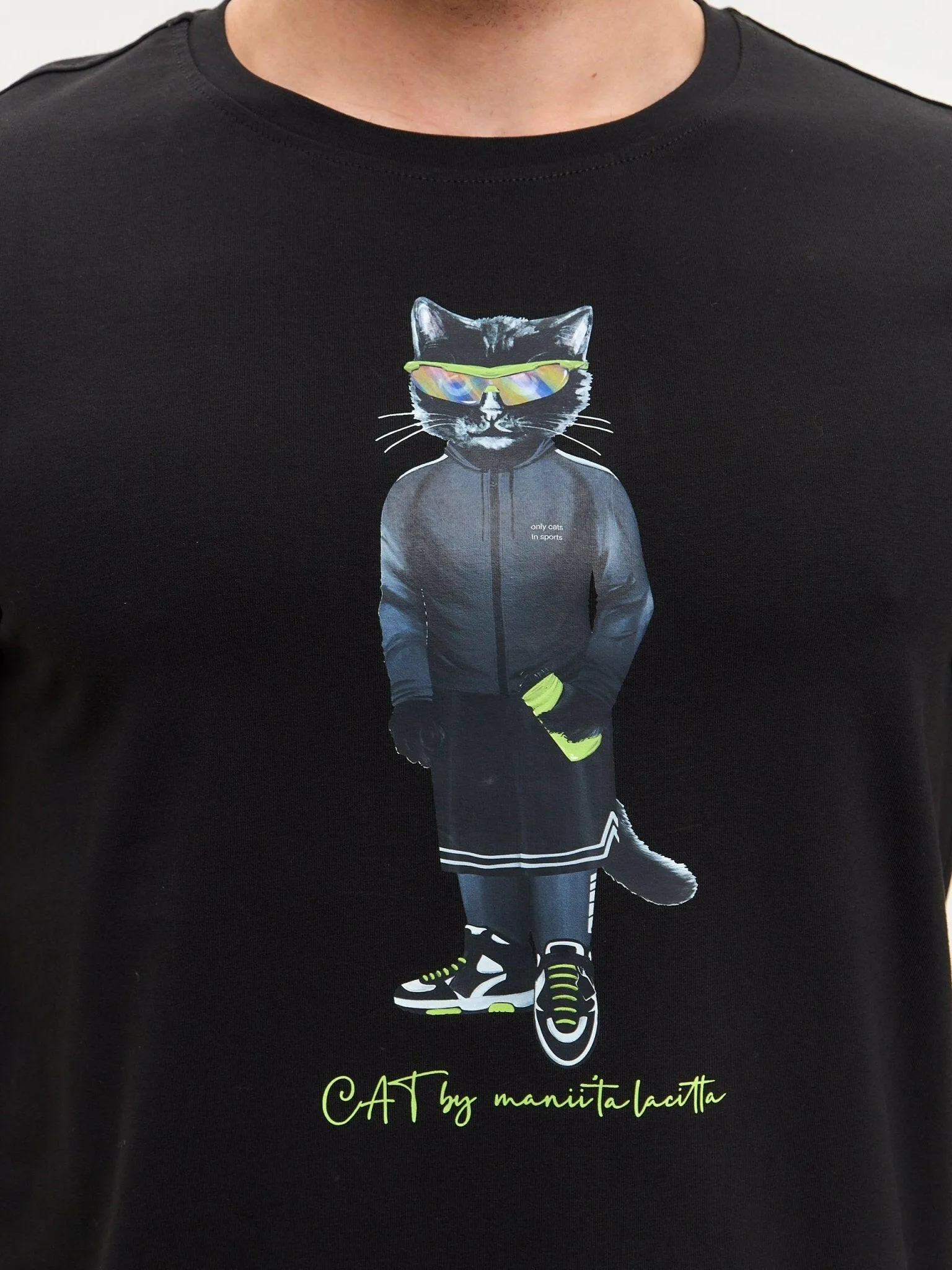 Black Printed T-shirt SPORT CAT