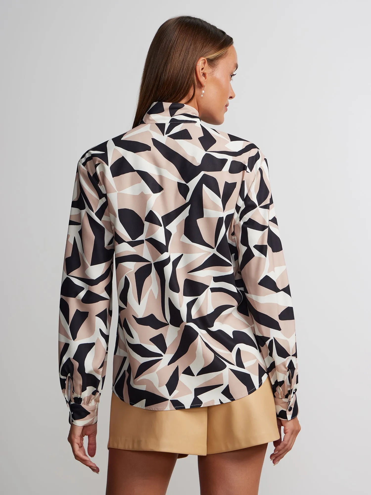 Long Sleeve Tie Neck Blouse