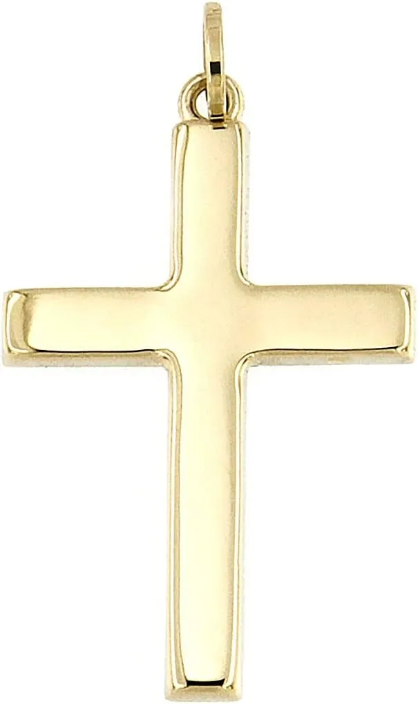 Lucchetta - High Polished 14k Gold Italian Christian Catholic Cross Pendant Charm for Necklaces, Suitable for Daily Wear