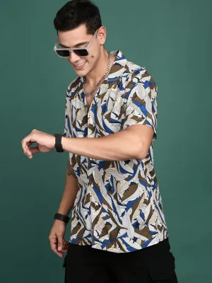 Men Cuban Collar Floral Prints Multi Relaxed Fit Shirt
