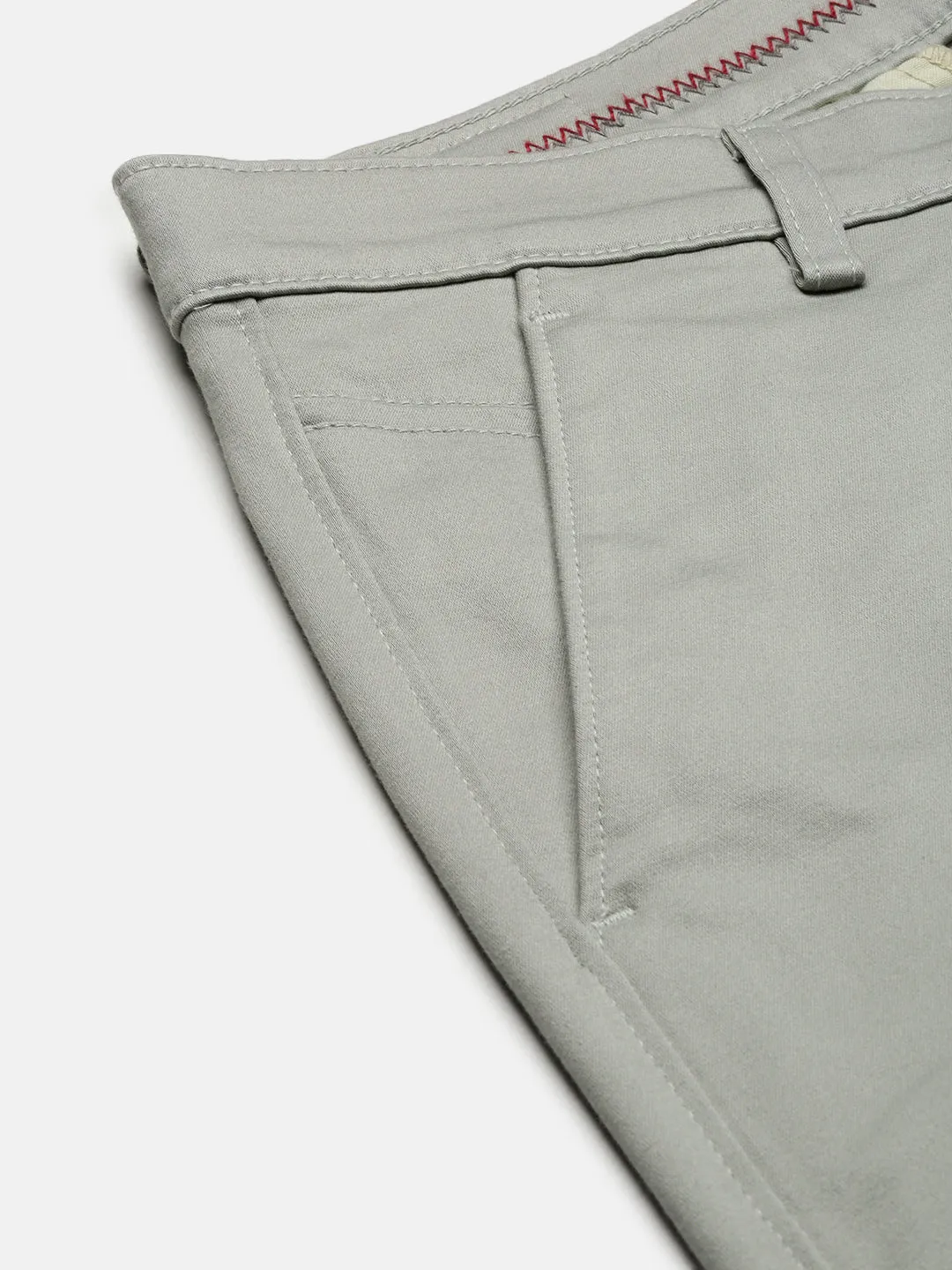 Men Green Solid Flat-Front Slim-Fit Trousers