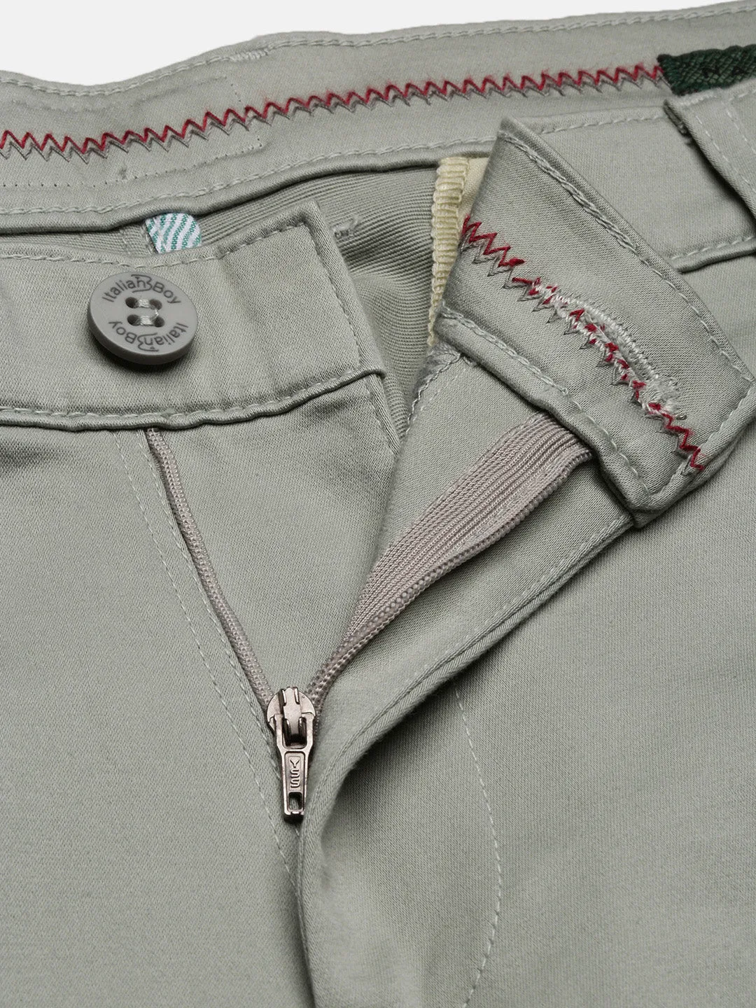 Men Green Solid Flat-Front Slim-Fit Trousers