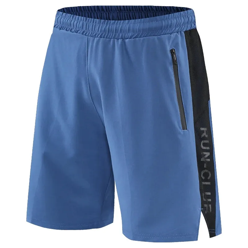 Patchwork Running Shorts Zip Pockets