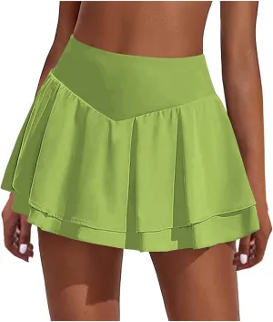 Plus Size Booty Shorts for Women Trendy Tummy Control High Waisted Yoga Shorts Casual Workout Shorts Tennis Skirts