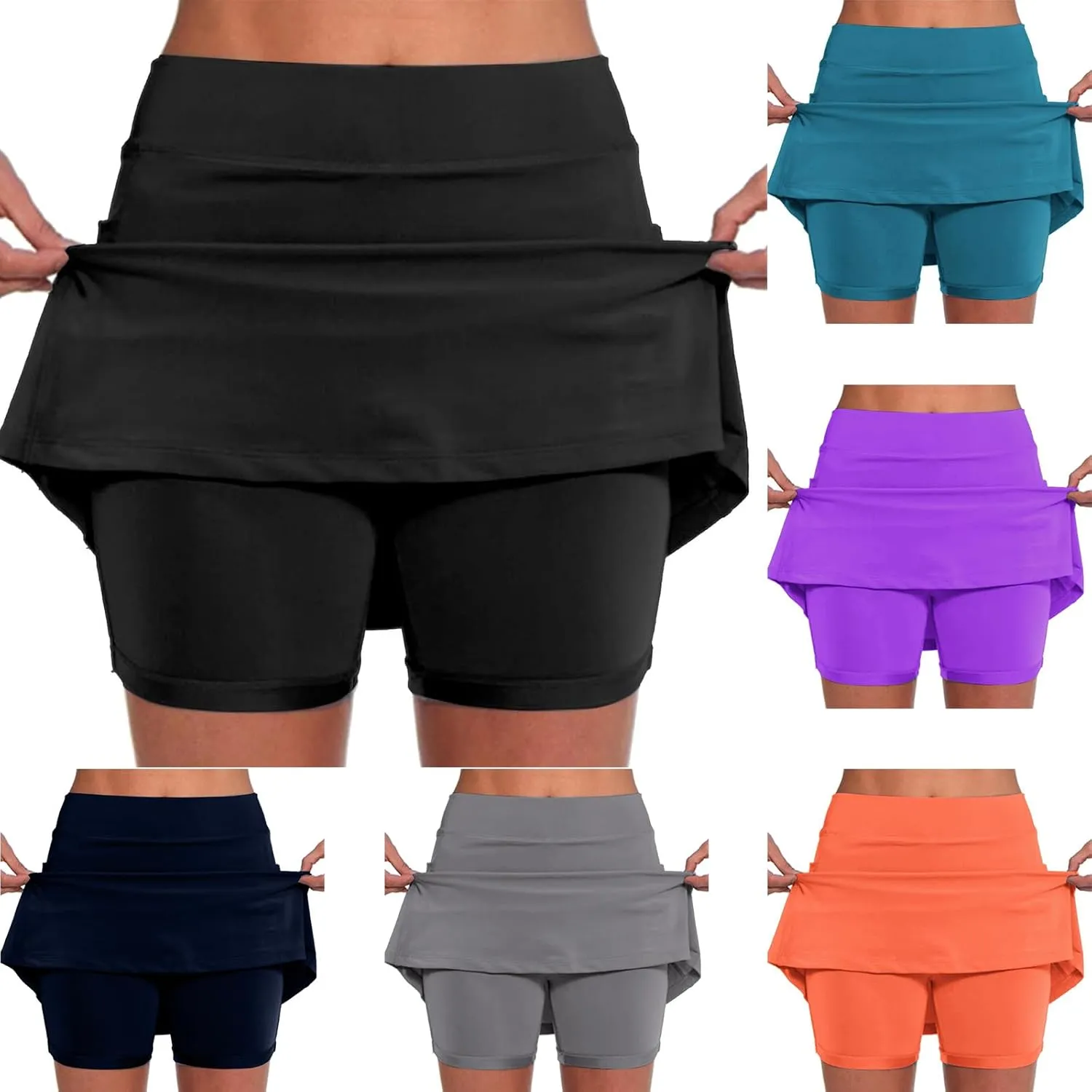 Summer Skorts for Women Tummy Control Athletic Sports Pants Casual Plus Size Tennis Skirts Running Shorts Golf Shorts