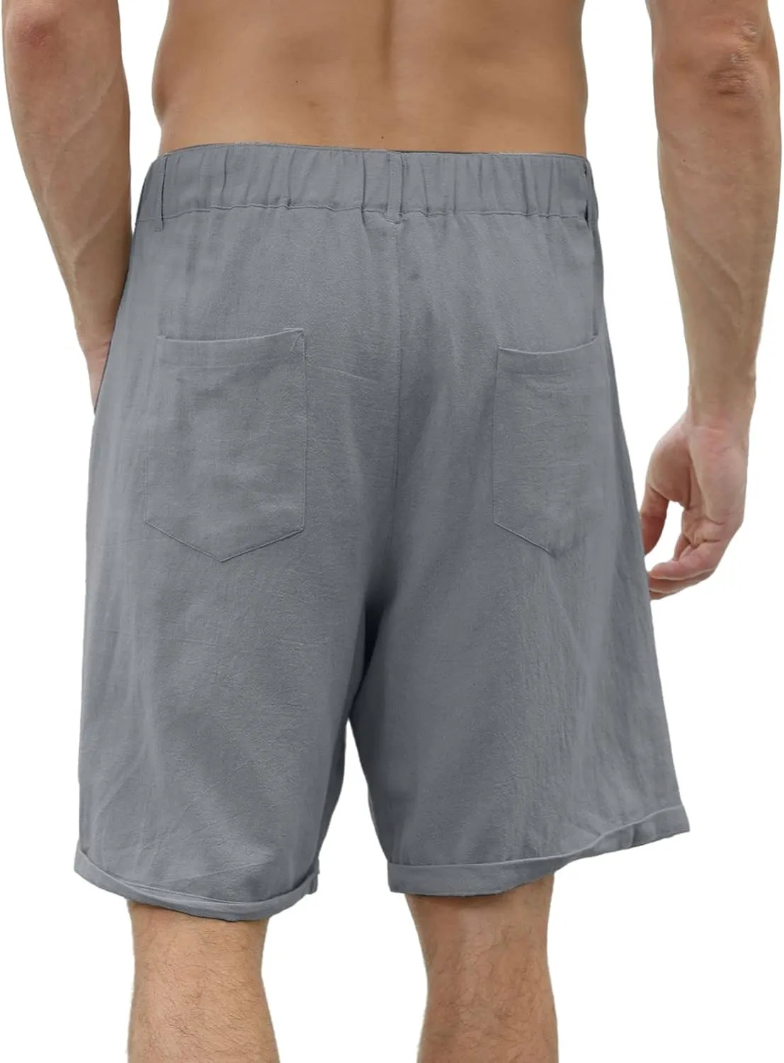 SUWBMHWE Cargo Shorts Men Mens White Linen Khaki 5 Inch Slim Fit Elastic for Inseam Regular Waist Men's Everyday Wear