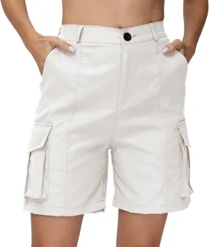 Womens Cargo Shorts 2025 Summer Casual Elastic High Waisted Drawstring Shorts Dressy Cotton Short Pants with Pocket