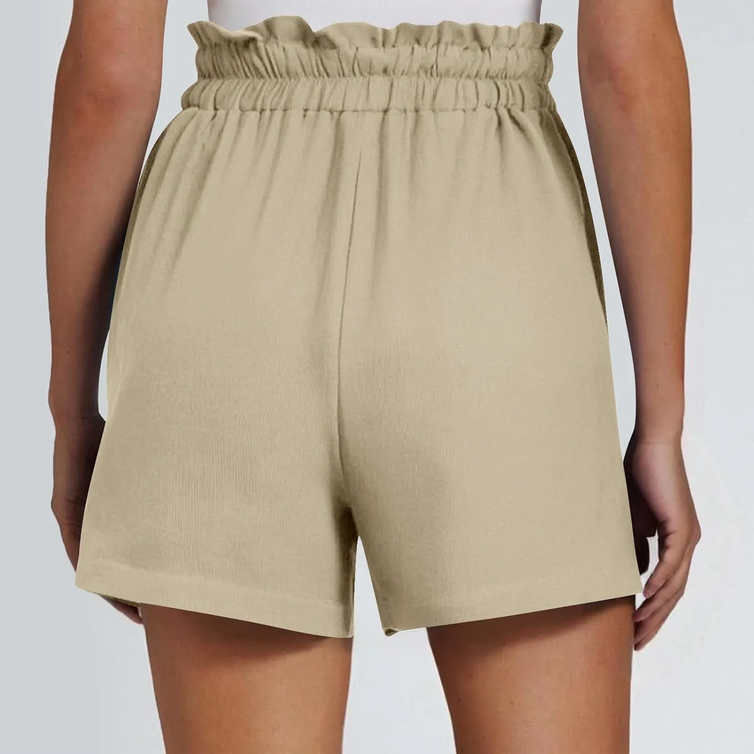 Women's Lightweight Shorts with Pockets Summer High Waist Drawstring Short Pants Casual Trendy Loose Wide Leg Shorts