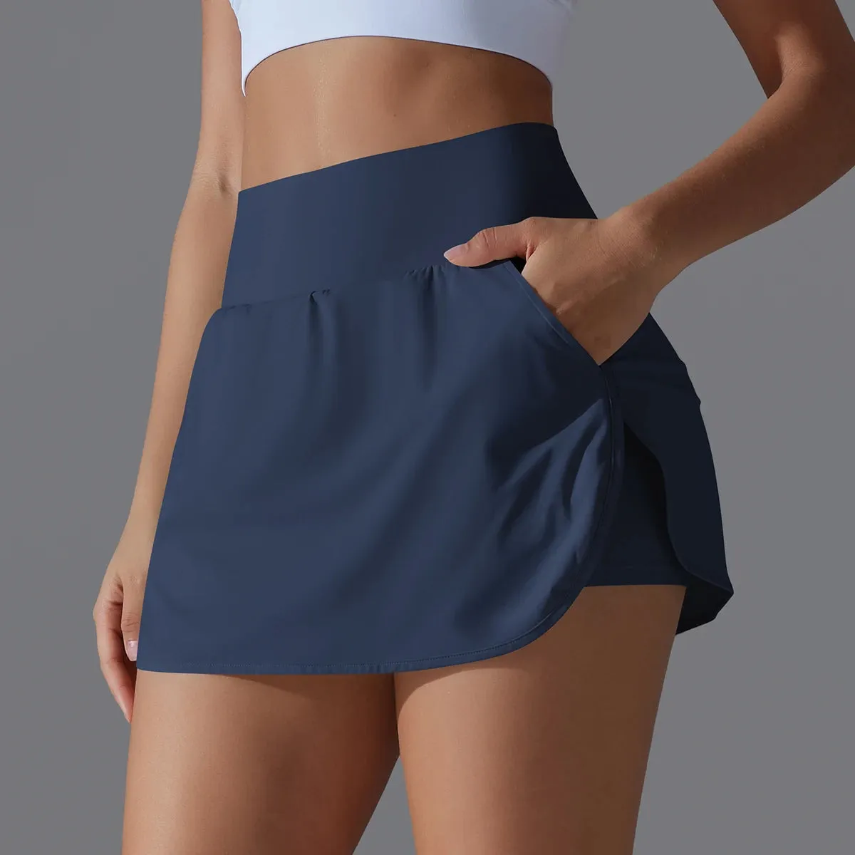 Women's Quick Dry Double Layer Running Shorts with Pocket
