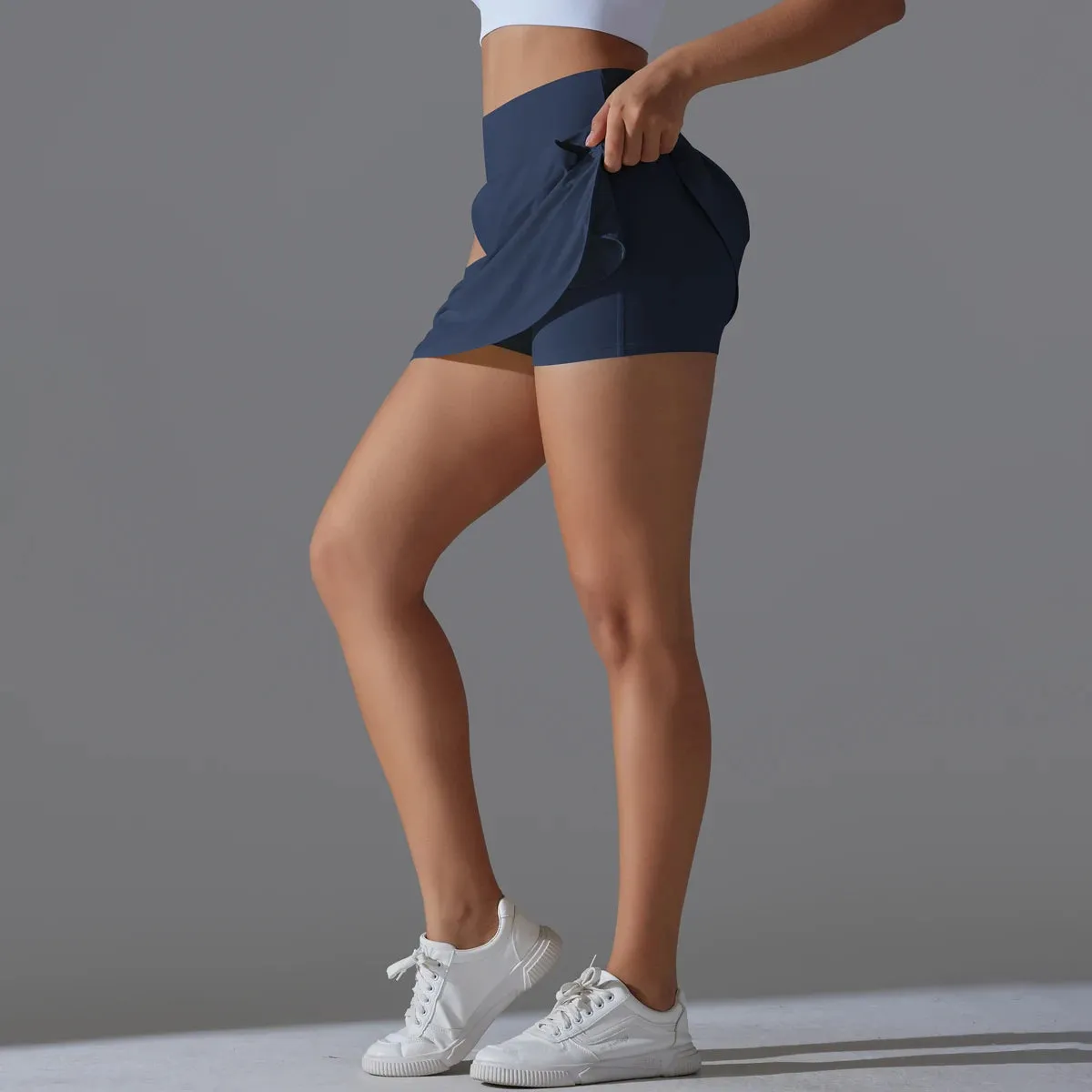 Women's Quick Dry Double Layer Running Shorts with Pocket