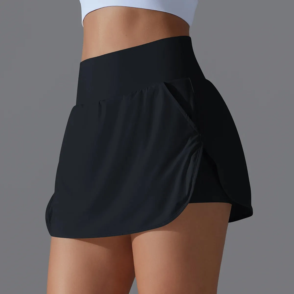 Women's Quick Dry Double Layer Running Shorts with Pocket
